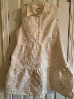 Women’s &Merci Sleeveless Cream Floral Jacquard Tiered Dress Wedding Bride
